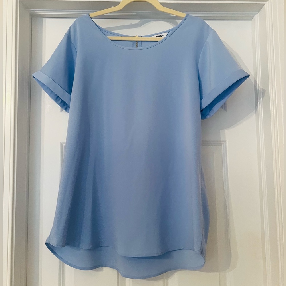 Express Light Blue Short Sleeve Blouse